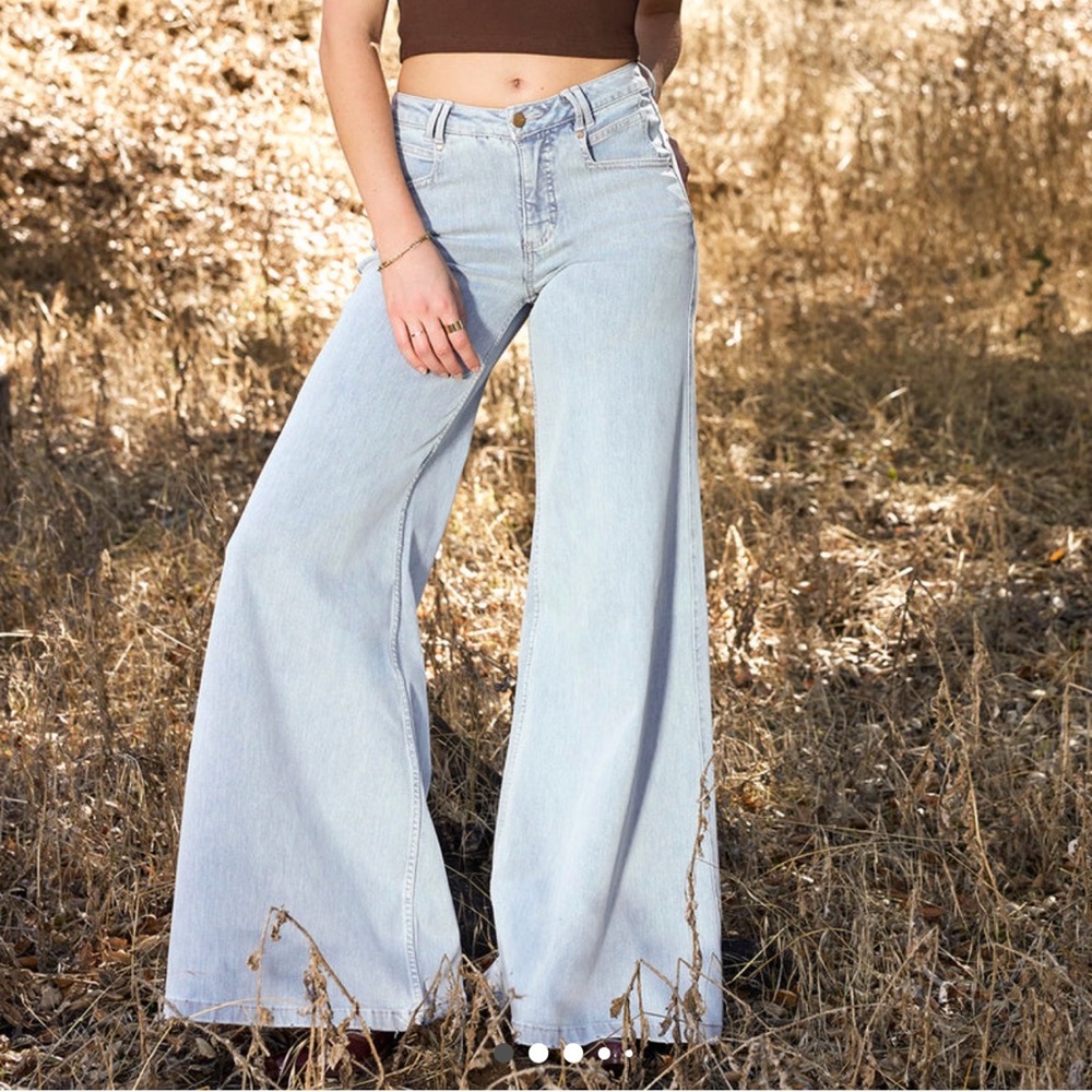 POPFLEX Light Blue Wide Leg Flare Jeans